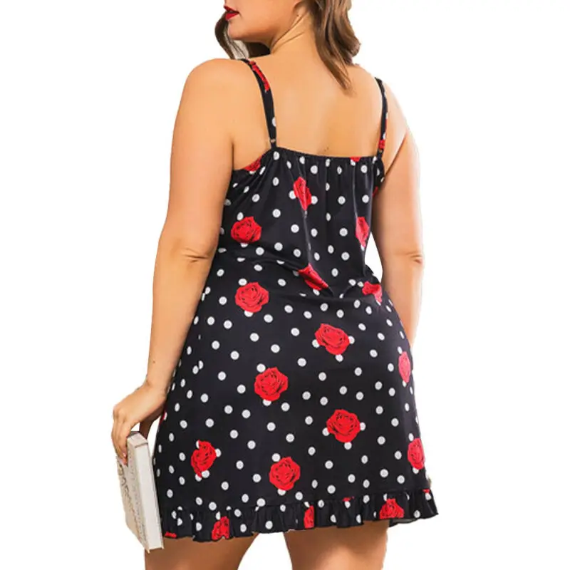 

Summer Women Ruffle Sling Dress Sexy Sleeveless Casual Mini Dress Plus Size New
