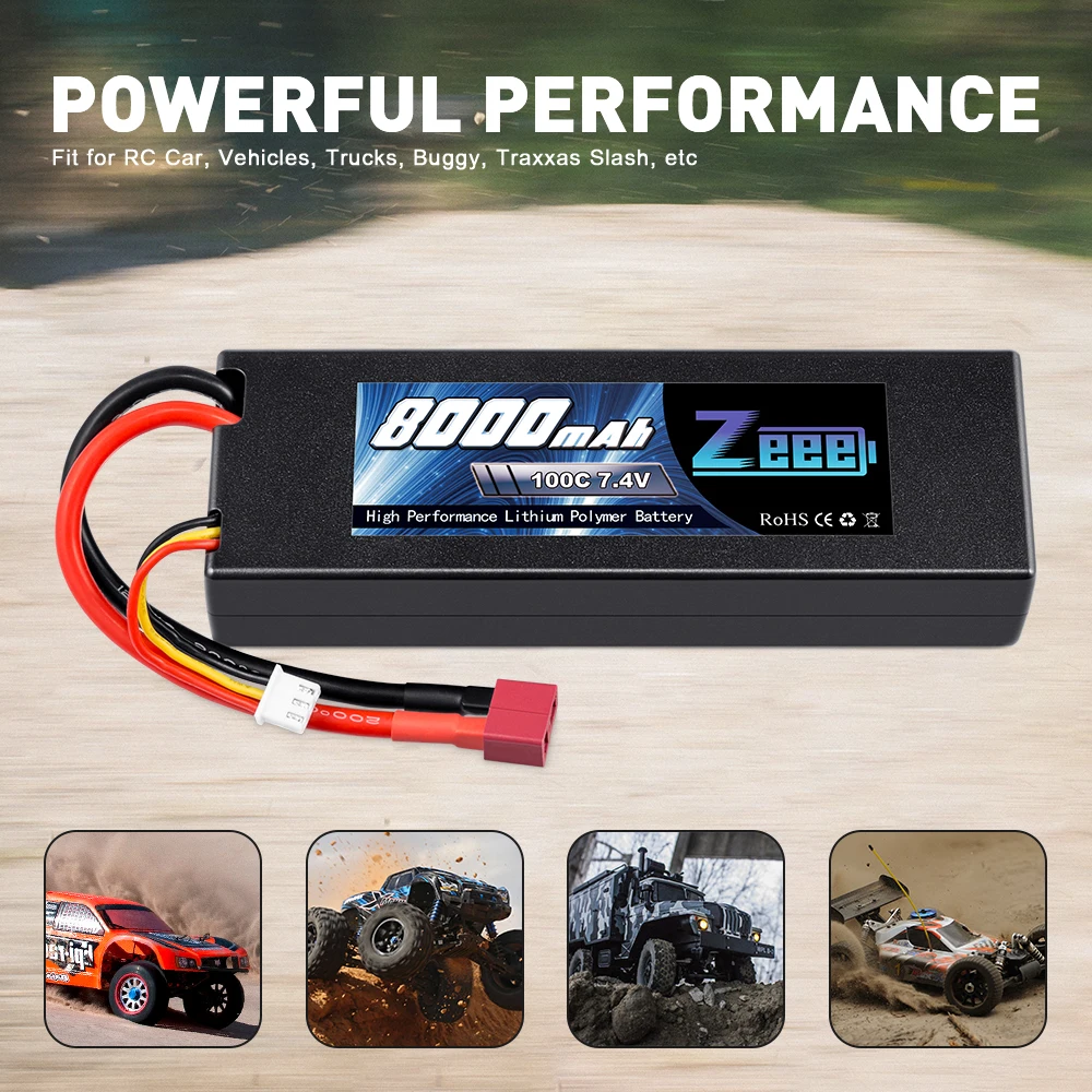 Zeee 2S Lipo Аккумулятор 7,4 V 100C 8000mAh Hardcase RC батарея зарядное устройство Deans Разъем для RC Автомобиль Грузовик Лодка Вертолет FPV гонки