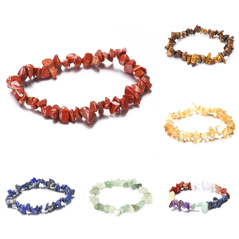 Charm Natural Stone Bracelet Boho Irregular Bracelets Women Girls Stretch Rope Crystal Gravel Wristband Party Wedding Jewelry | Украшения и