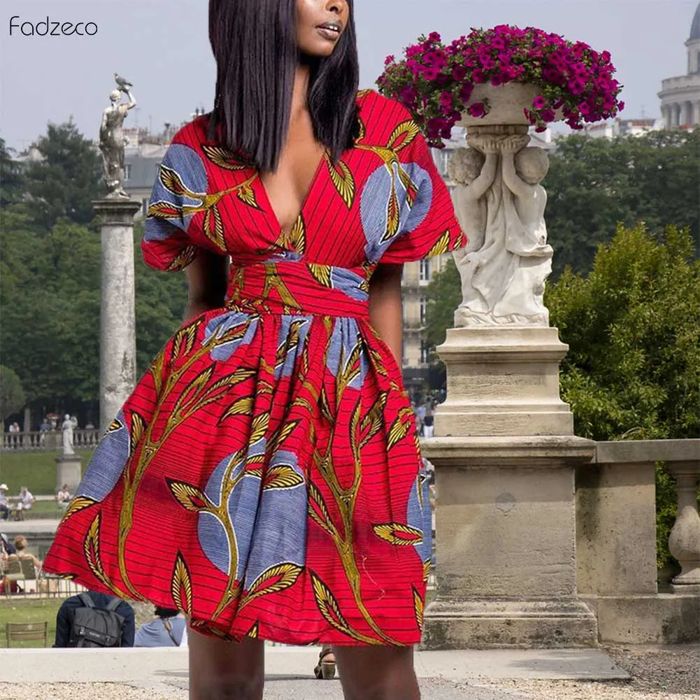 Элегантная африканская одежда Fadzeco стили для женщин 2019 платье с принтом батик