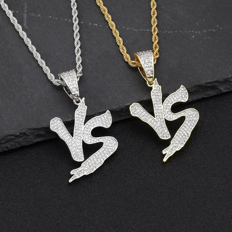 

Hip Hop Necklace VS Logo Personality Rapper Diamond Pendant Necklace Fashion New Design
