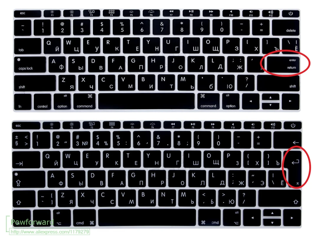 Для Macbook Pro 13 &quotA1708 (2017 выпуск без сенсорной панели) для 12" A1534 Retina русский