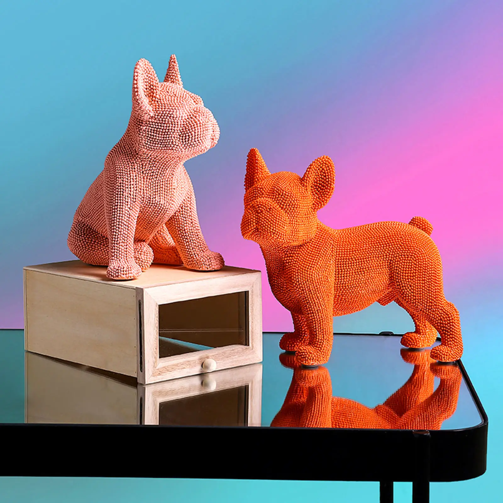 

Креативная статуя французского бульдога, ручная работа, украшение из смолы в европейском стиле, яркое цветное украшение для офиса, магазина...