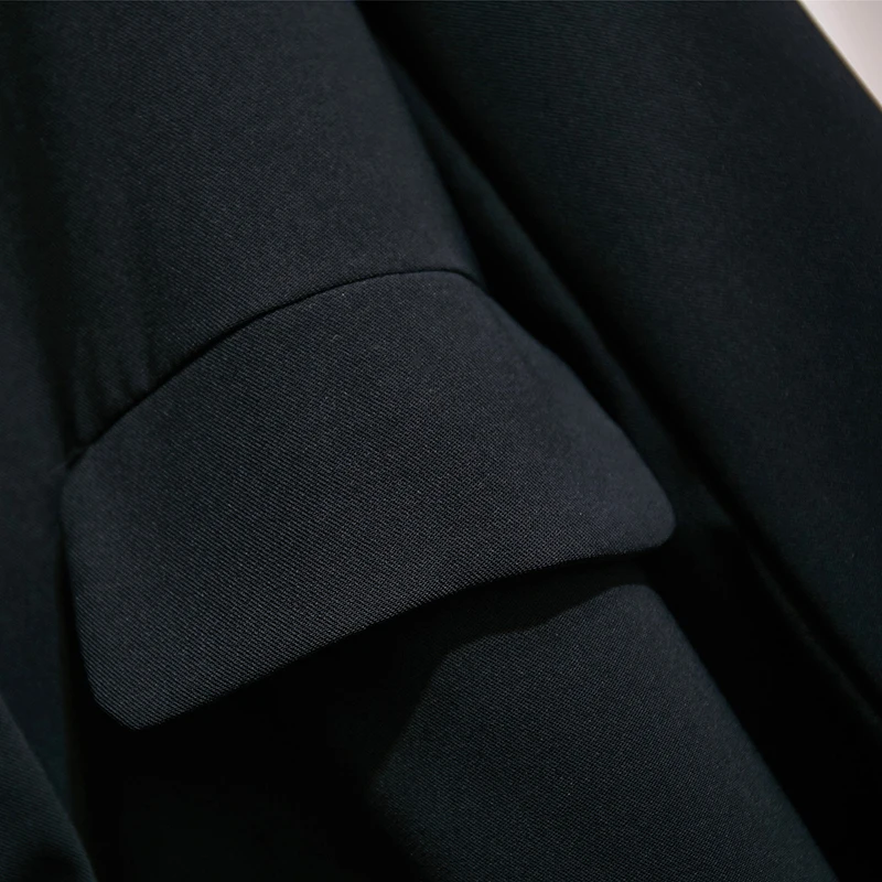 Женский осенний Черный Длинный блейзер с вырезами размера плюс пальто для