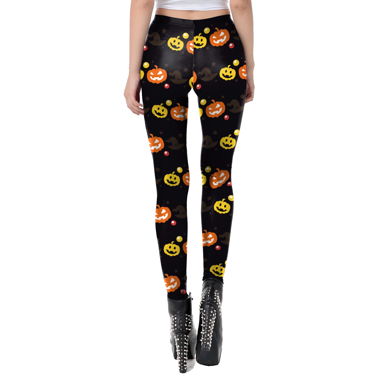 

Pumpkin Lantern Series Leggings Sexy Skinny Women's Clothing Jeggings Seam Elastic Halloween Skull Print Women Pants