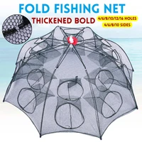 strengthened 4 16 holes foldable fishing net auto open trap net fish shrimp mesh lobster trap fish storage bag nylon network