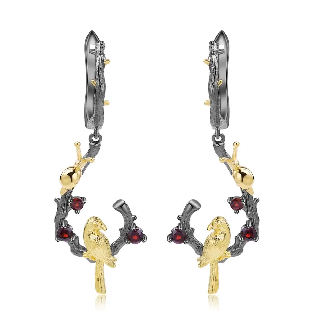 Серьги Подвески ручной работы с натуральным гранатом 0 86 карата|Серьги-подвески| |