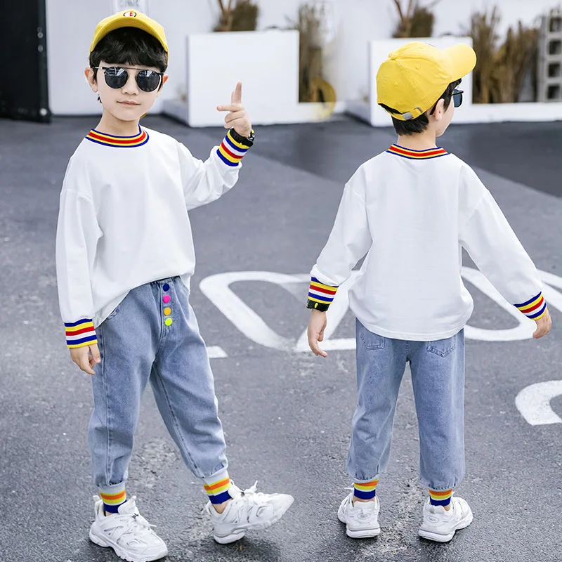 

Rainbow Spring Autumn Children's Clothes Set Boys Sweatshirts + Pants 2pcs/Set Kids Teenage Gift Formal Clothing High Quality