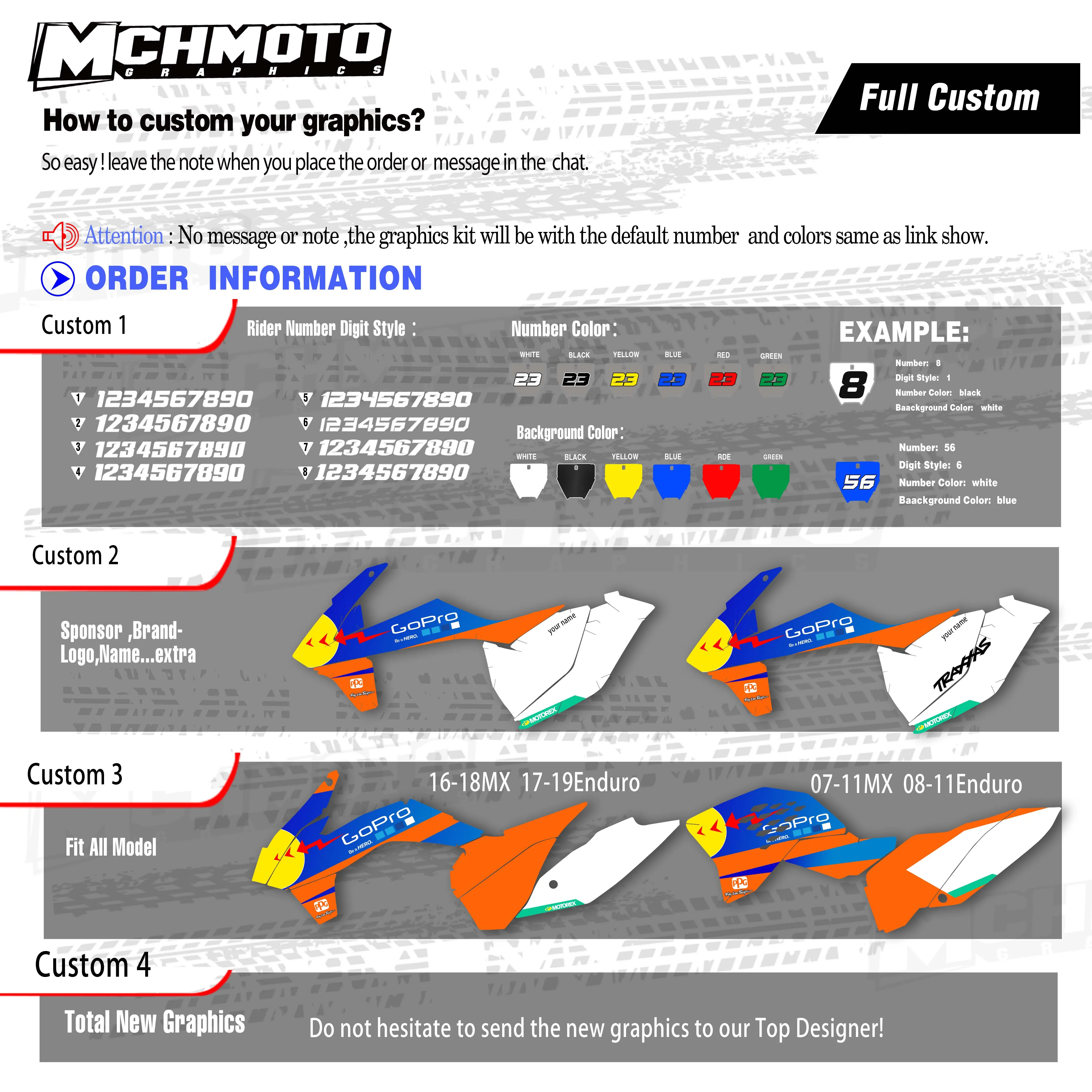 MCHMFG для KTM 125 250 300 350 450 SX SXF 2016 2017 2018 EXC EXCF 2019 Фоновые наклейки графика набор наклеек |