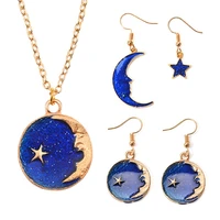 new dream planet earrings fashion girls blue sky earrings long asymmetric stud earrings