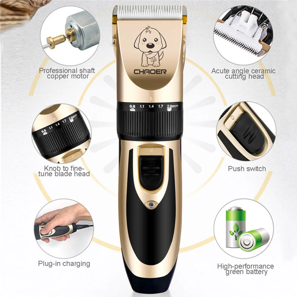 Электрический триммер для собак с низким уровнем шума заряжаемый от USB для бритья волос электрический резак для кошек машинка для стрижки собак профессиональный инструмент