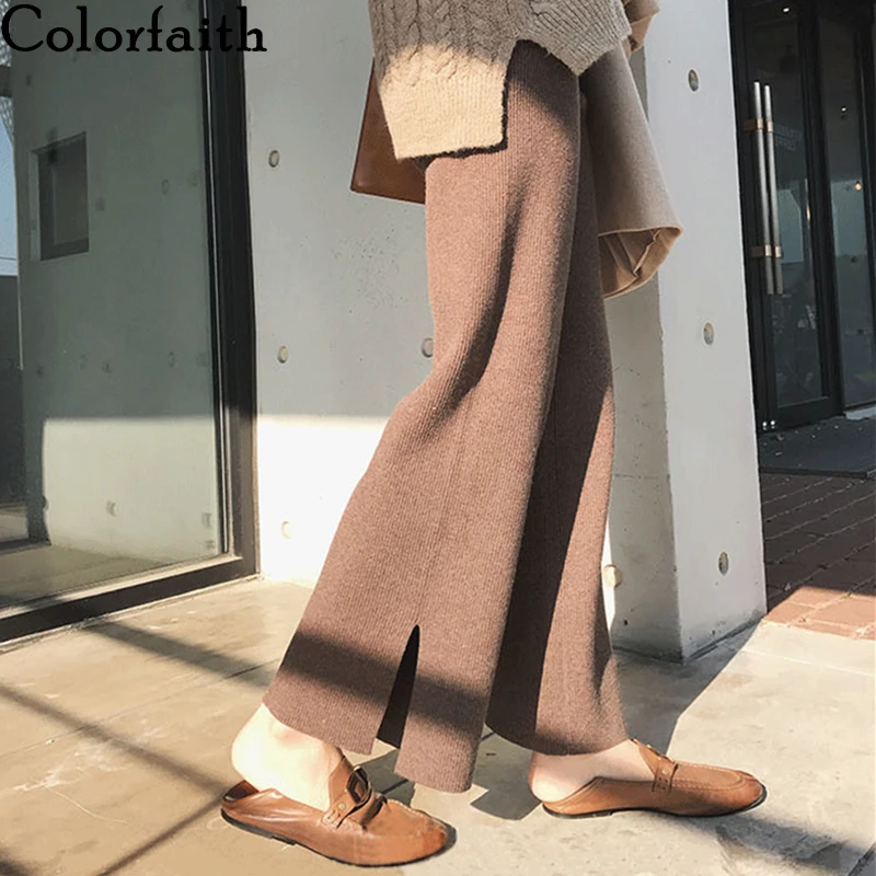 Женские широкие брюки Colorfaith свободные трикотажные с высокой талией и эластичной