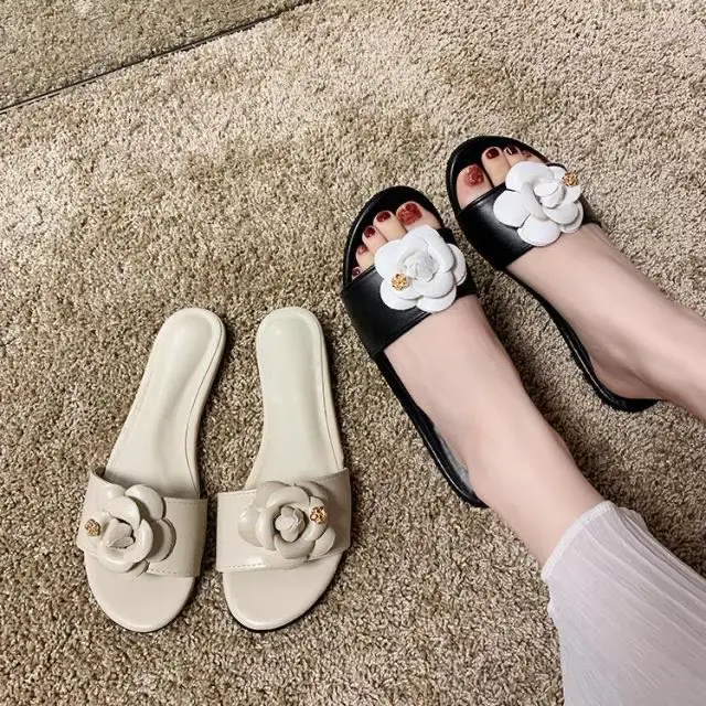 Новые продукты для лета 2020 женские цветочные тапочки кожаные туфли на плоской