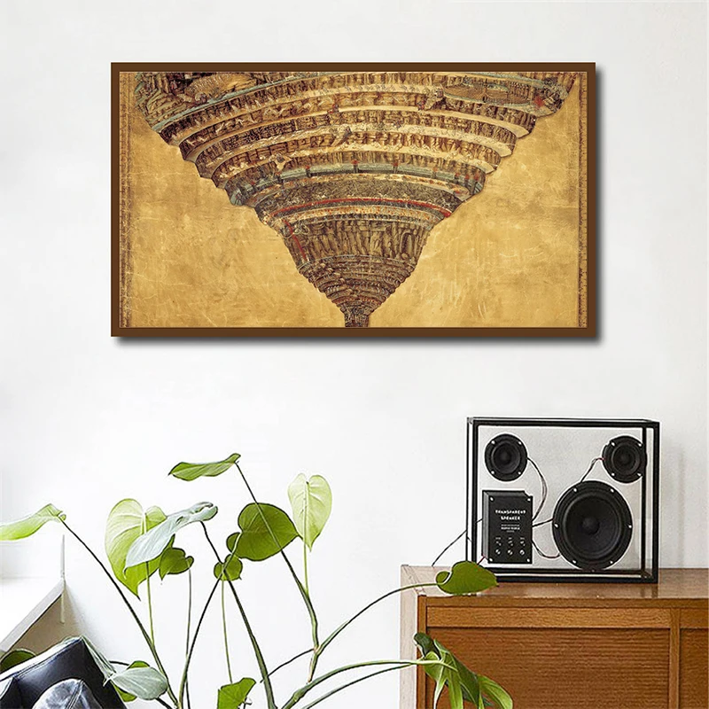 Карта Ада Божья комедия Данте Сандро Боттичелли ВИНТАЖНЫЙ ПЛАКАТ Античная