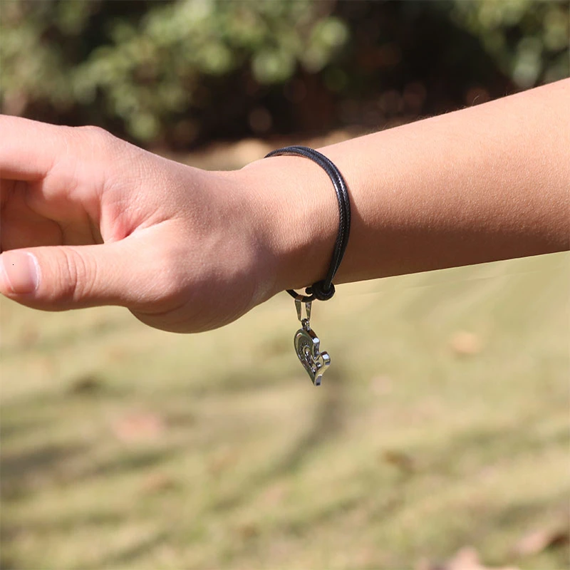 Цветной кожаный браслет сделай сам для пар в форме сердца кулон пазл с