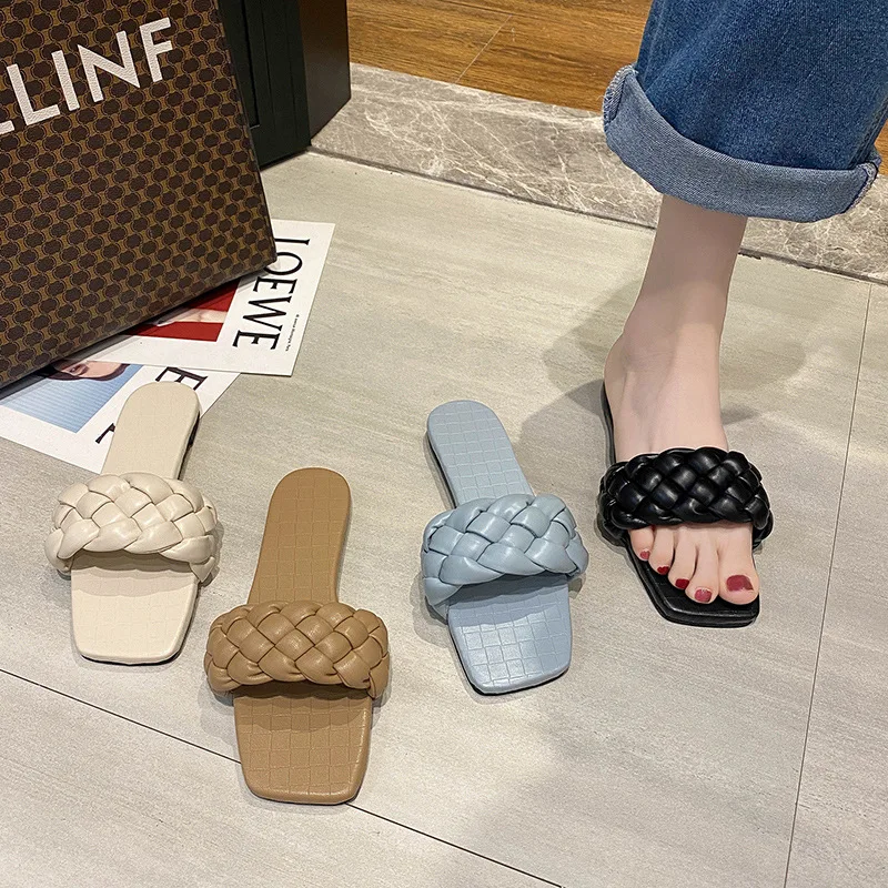 

New Design Square Toe Slippers Sandals For Ladies