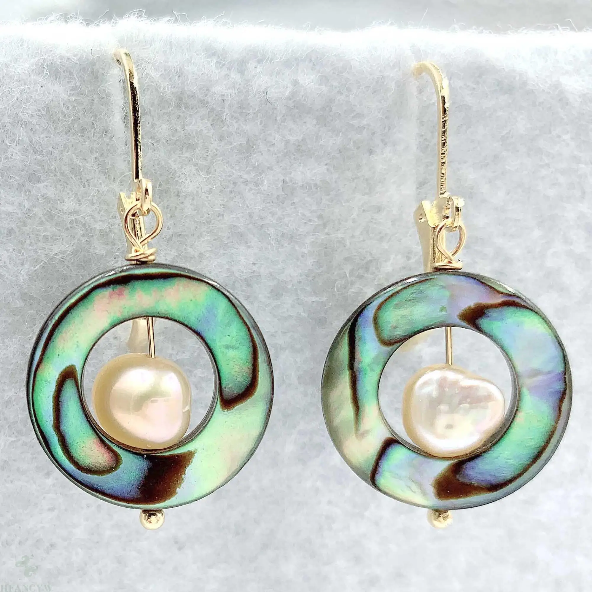 18x18 мм Abalone ракушка розовые серьги с барочным жемчугом 18k подвеской Роскошные