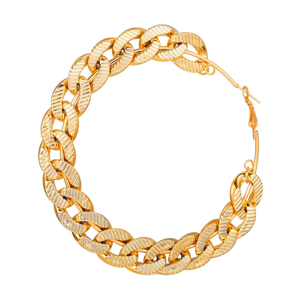 

2021 Summer New Style Metal Earrings Creative Retro Personality Exaggerated Thick Chain Earrings Woman