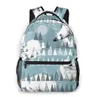 Рюкзак для альпинизма, зимний рюкзак с белым медведем, акварелью, Северной дикой природы, дикими животными, рюкзаки через плечо