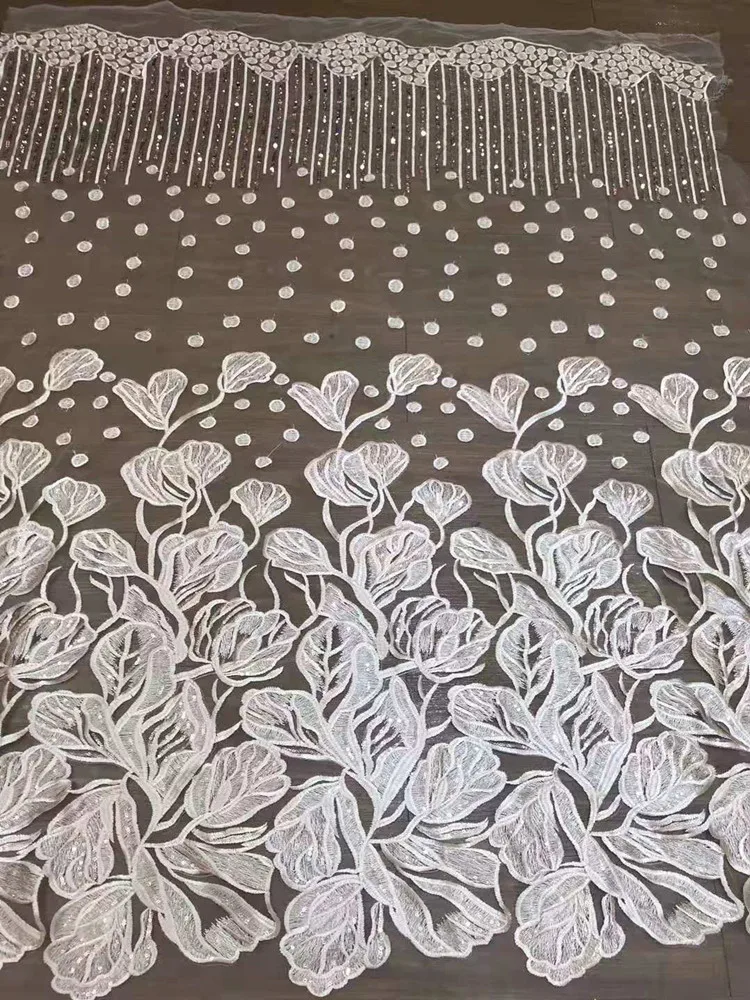 Высококачественное французское Сетчатое кружево с вышивкой из нескольких