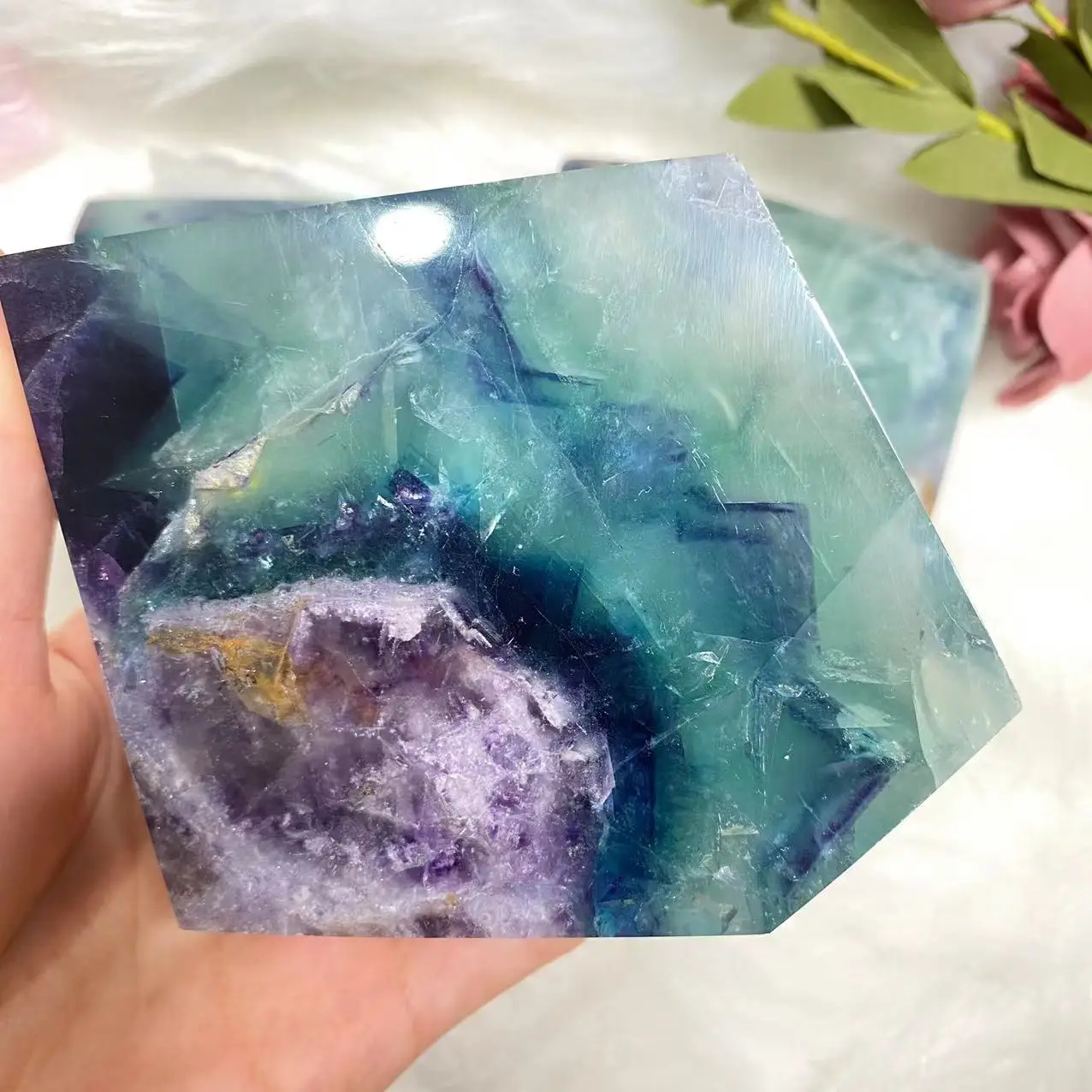 

Натуральный красочный полированный флюорит, моментальный минеральный образец, восстанавливающий энергетический драгоценный камень, пода...