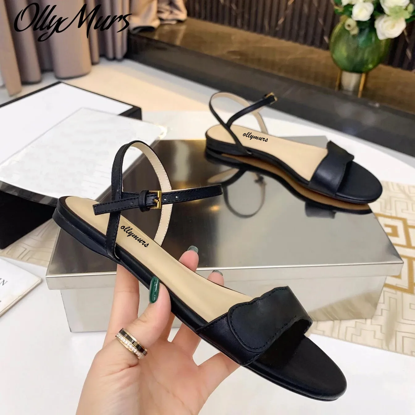 

Женские сандалии с открытым носком, на плоской подошве