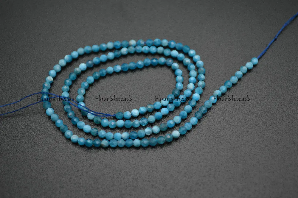 

3mm Diamond Cutting Faceted Natural Apatite Small Size Stone Round Loose Beads
