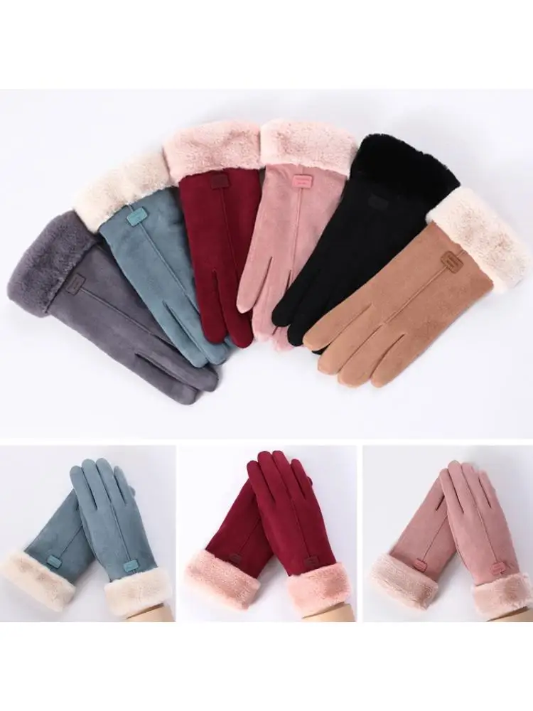 

Women Winter Touch Screen Gloves Thermal Plush Lined Windproof Driving Mittens