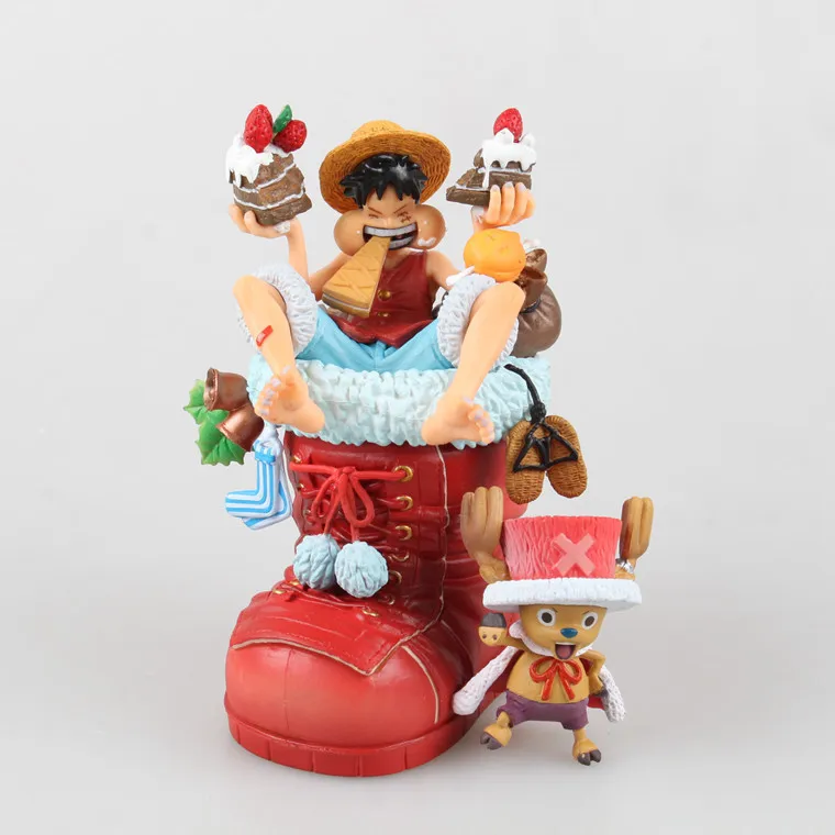Anime One Piece Christmas Boots Monkey D Luffy Tony Chopper PVC Action Figures Model Toys for Gifts 11cm Игрушки и хобби