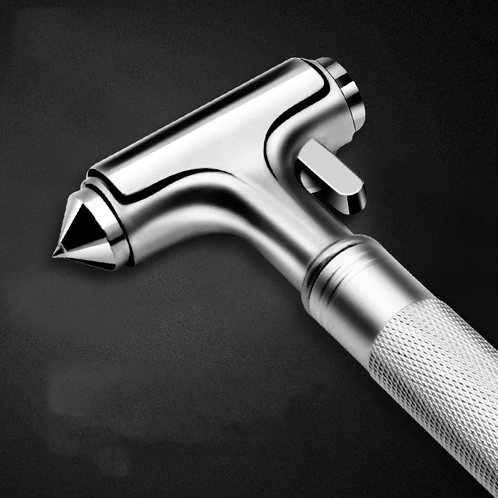 

Car Metal Safety Hammer Window Breaker Seat Belt Cutter Survival Hammer Emergency Escape Tool (Silver)
