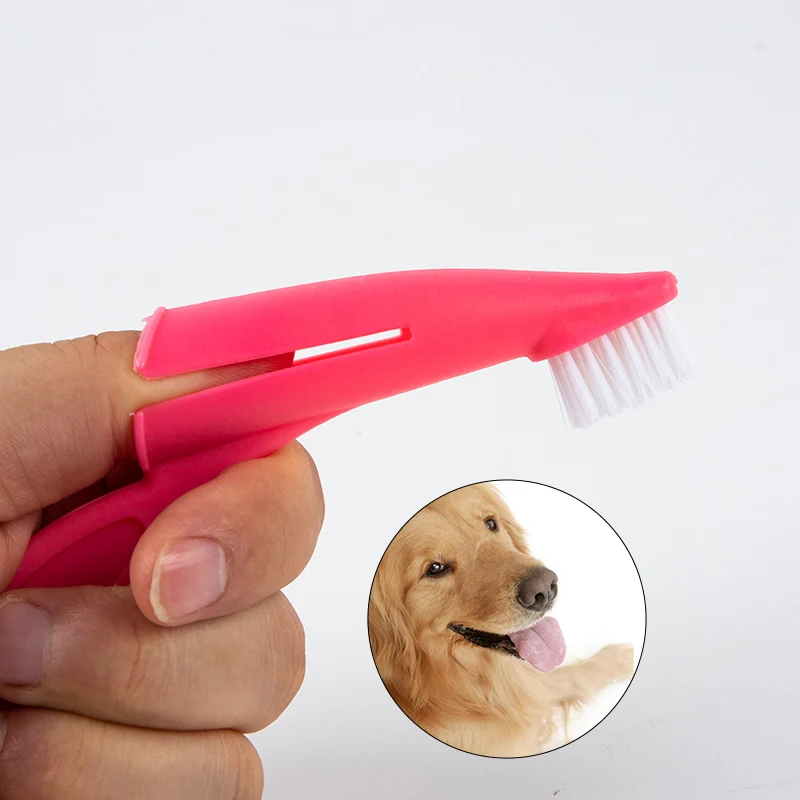 

1Pcs Pet Finger Toothbrush Teddy Dog Brush Bad Breath Tartar Teeth Tool Cleaning Supplies 2 Colors Dog Toothbrushes