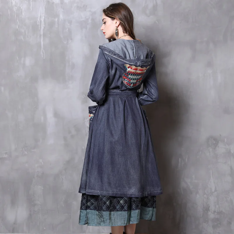 Женская одежда Новинка осени 2019 стильная ковбойская куртка с капюшоном