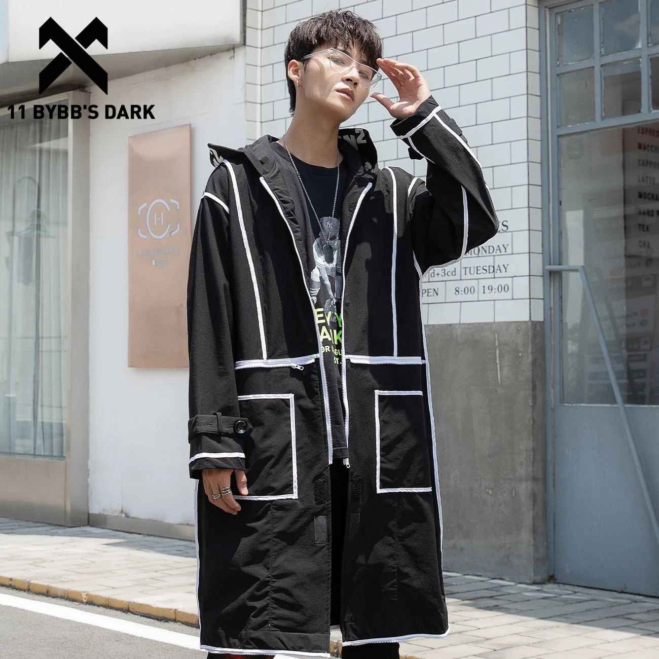 

Мужская куртка на молнии с карманами 11 BYBB'S DARK, уличная одежда в стиле Харадзюку, куртка в стиле хип-хоп, пальто, черная функциональная ветров...