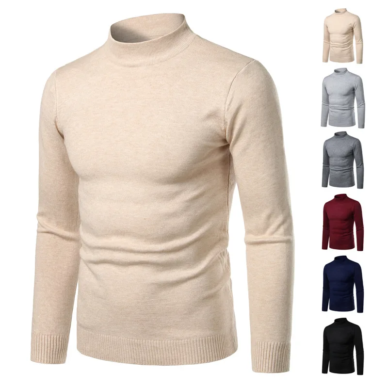 

ZOGAA turtleneck for men Solid colour slim elastic thin pullover men Spring Autumn turtleneck men knitting brand sweater men