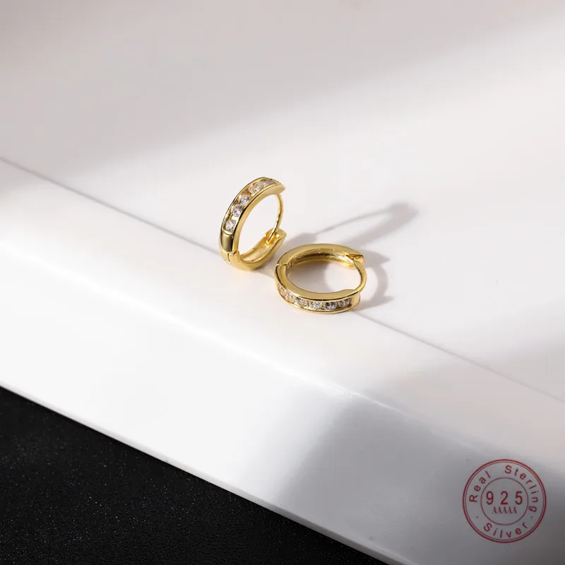 

S925 Sterling Silver Single Row Zircon Earrings Hot Sale Fashion INS Ear Buckle Earrings Women Jewelry