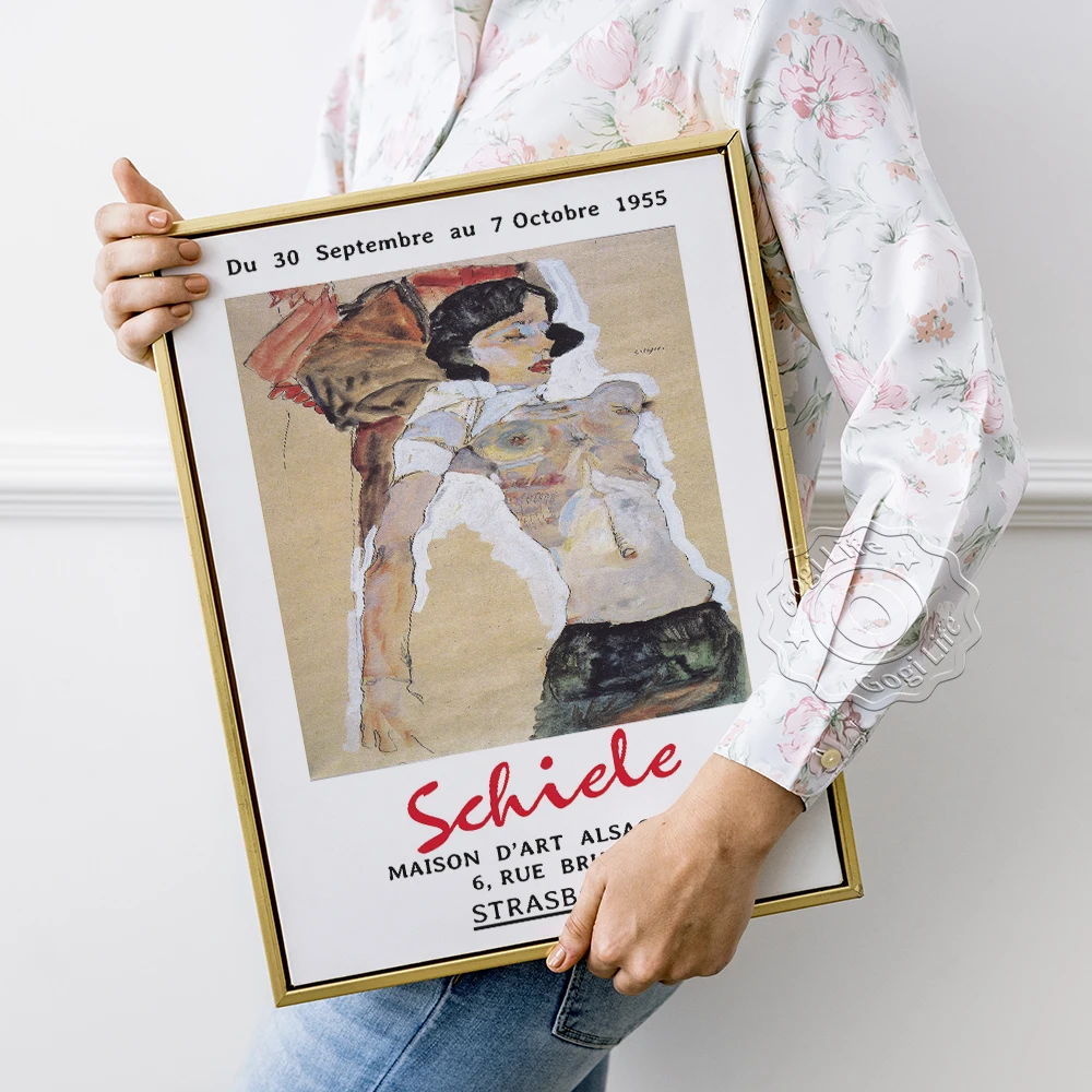 

Egon Schiele Strasbourg Exhibition Museum Poster, Maison D'art Alsacienne Canvas Painting, Vienna Secession Decorative Painting