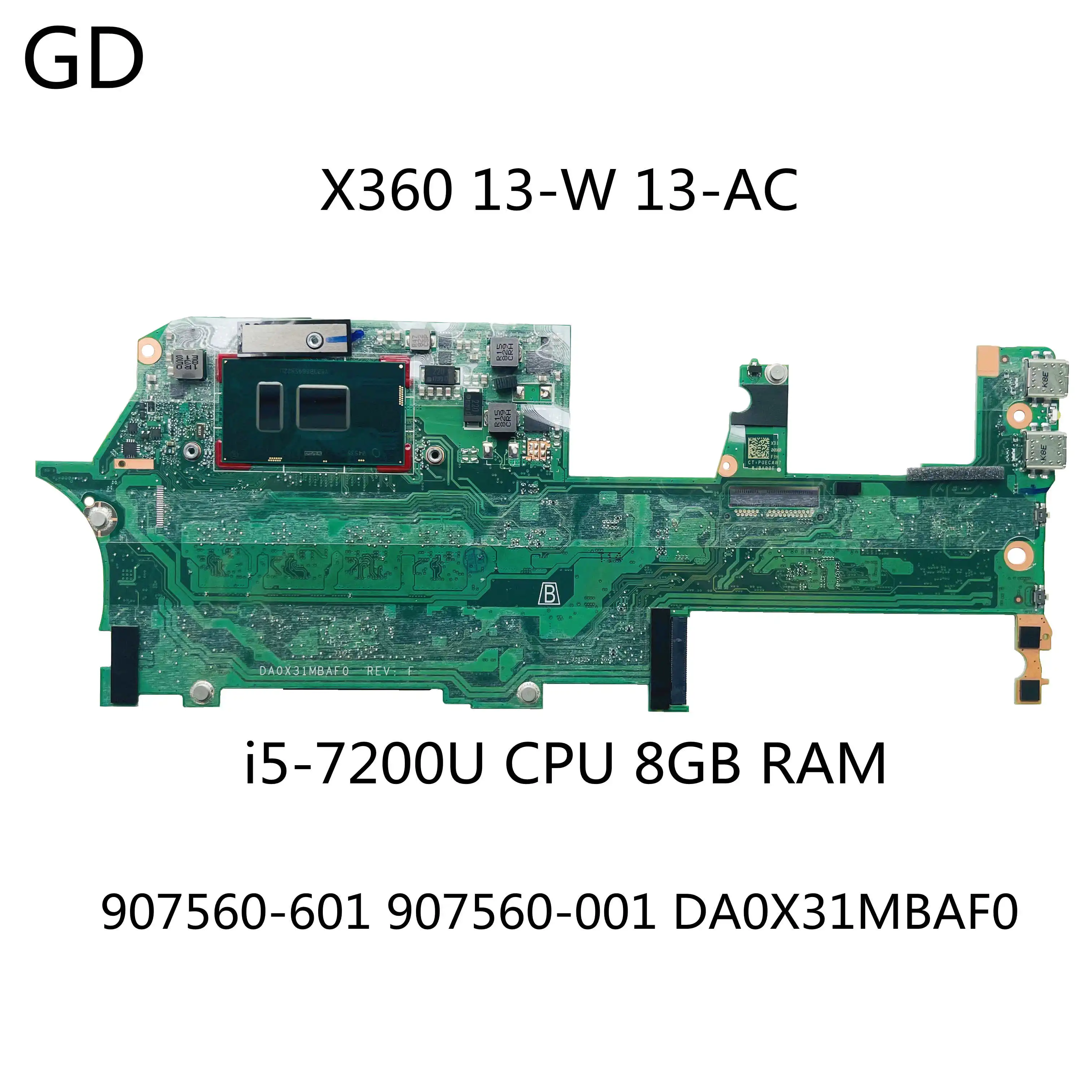 Материнская плата GD для ноутбука HP Spectre X360 13-W 13-AC со стандартным процессором 8 ГБ