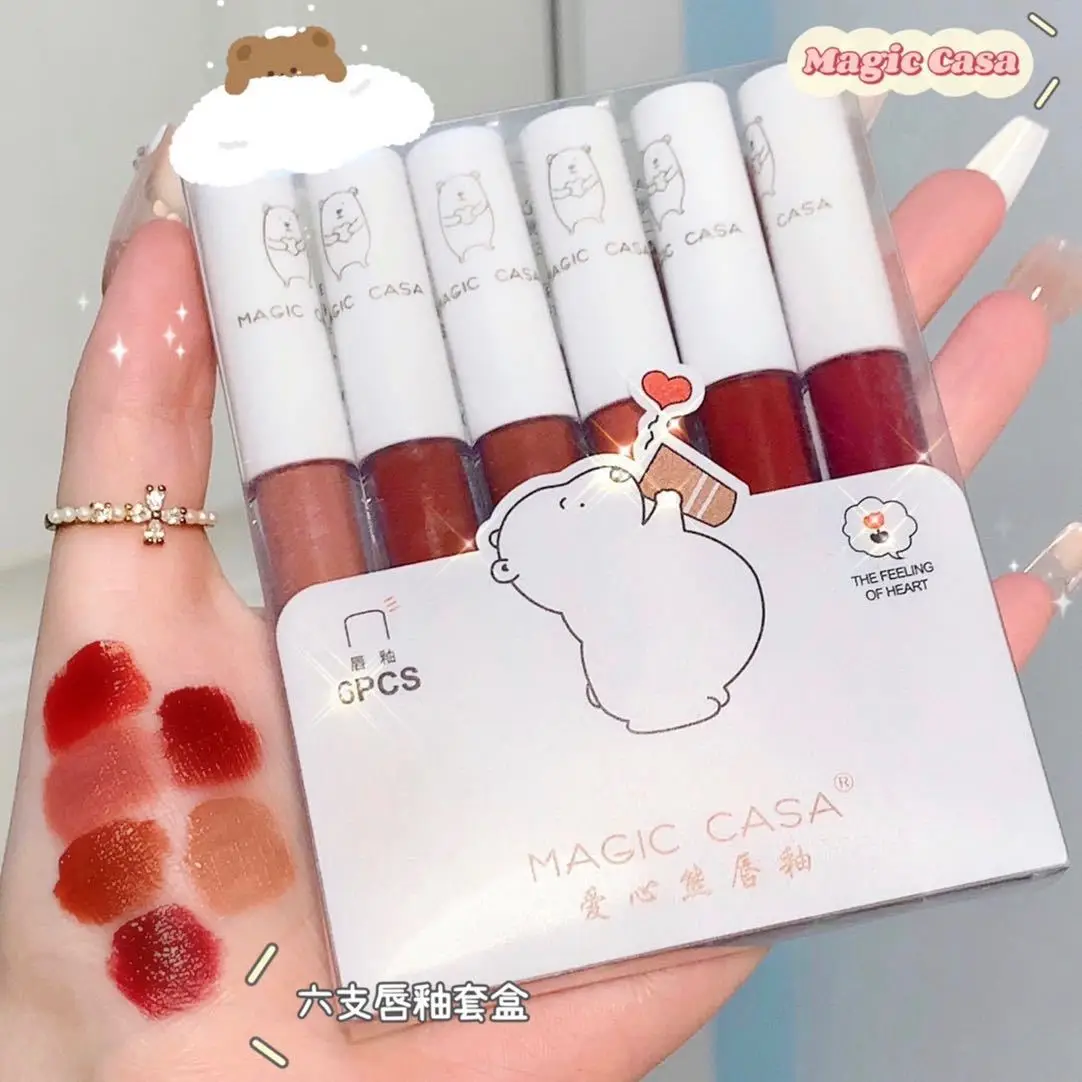 

Lipgloss Makeup Liquid Lipstick Lip Gloss Waterproof Long Lasting Moisturizing Matte Lip Stick 6 Colors Lip Cosmetics Gift