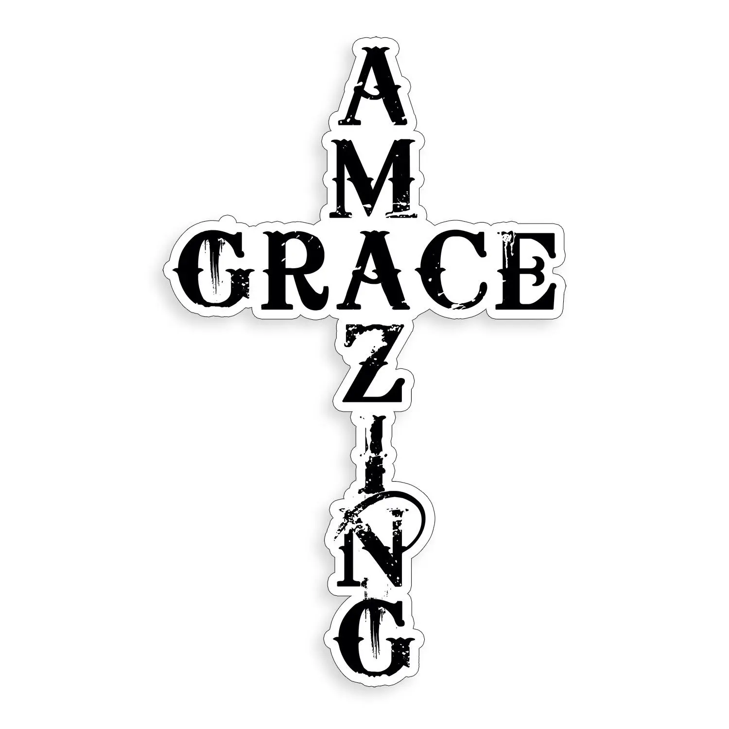 

Solemn Grace Cross Christian Script Sticker Cup Car Laptop Window Bumper Decal