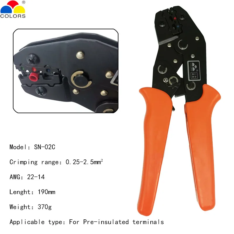 SN 02C обжимные клещи изолированные холодного прессования набор 0 25 2.5мм2 22 14AWG