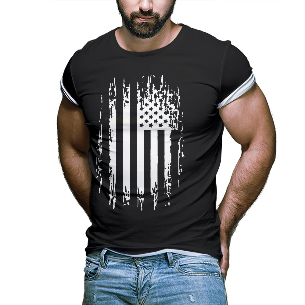

Men popular streer style Flag print T-shirt Summer trend Short Sleeve Men'S Casual OversizedT-shirt Parent-child outfit