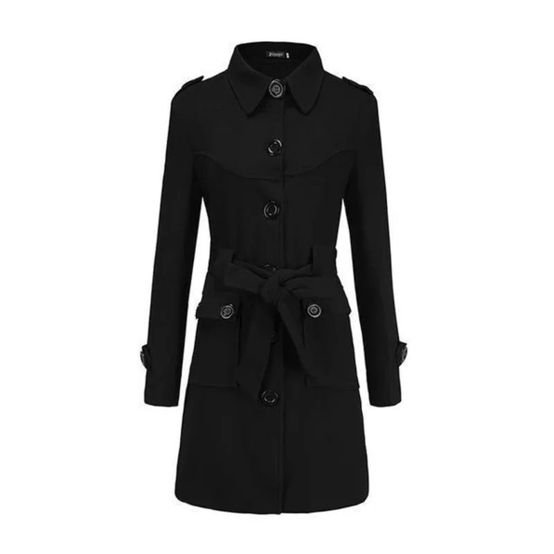 

2020 Women Outerwear Autumn Jacket New Fashion Long Woolen Coat Single Breasted Slim Belt Female Winter Wool Coats Overcoat
