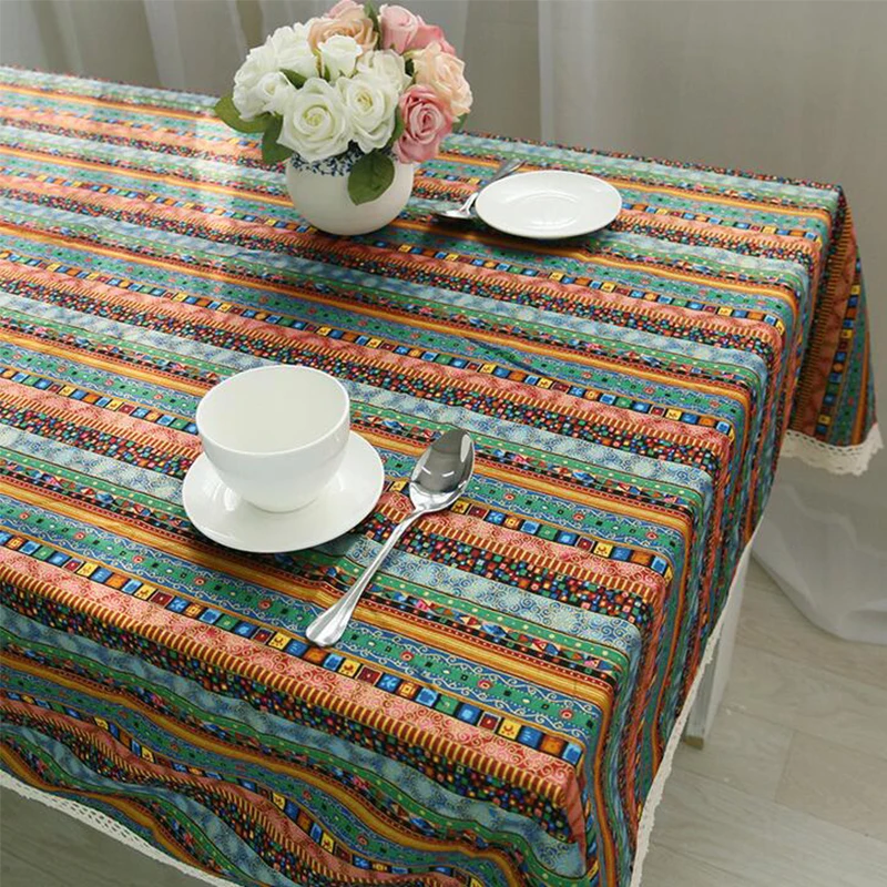 Классическая красная льняная хлопковая скатерть прямоугольные Разноцветные