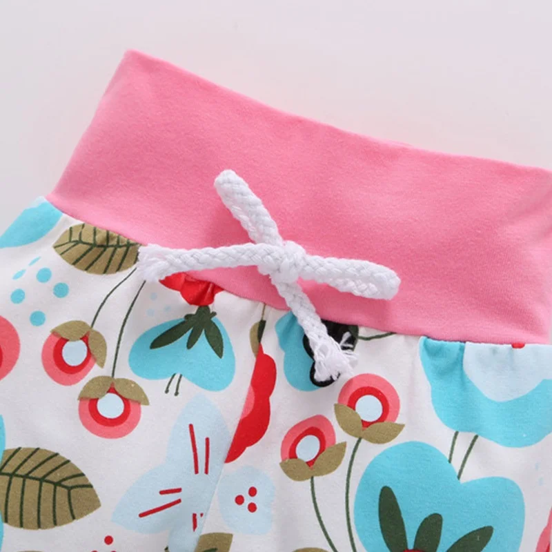 

New Baby Girl Clothes Set 2pcs Sets Cotton Flower Print Patchwork Short Sleeve Hooded Sweater Tops+trousers Kids Clothes Outfits