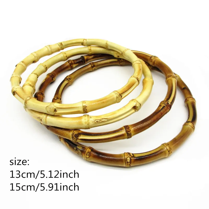 

2PCS 13cm/15cm DIY Women Bags Purse Handcrafted Bamboo Imitation Natural Round Bamboo Handle Bags Accessories