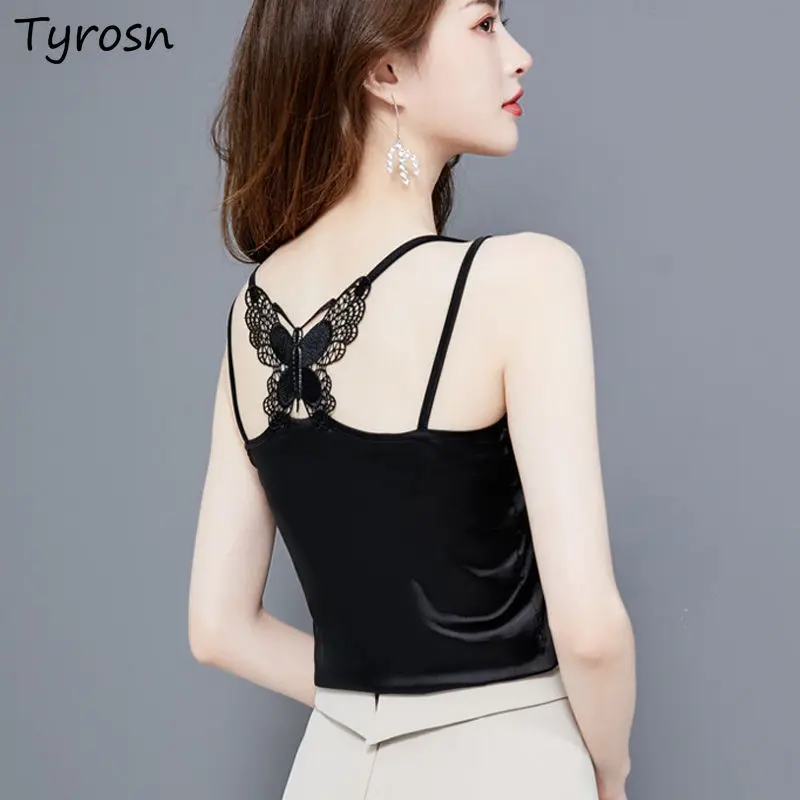 

Женские майки, однотонные кружевные сексуальные милые модные свободные Универсальные женские майки с открытой спиной для отдыха, элегантн...