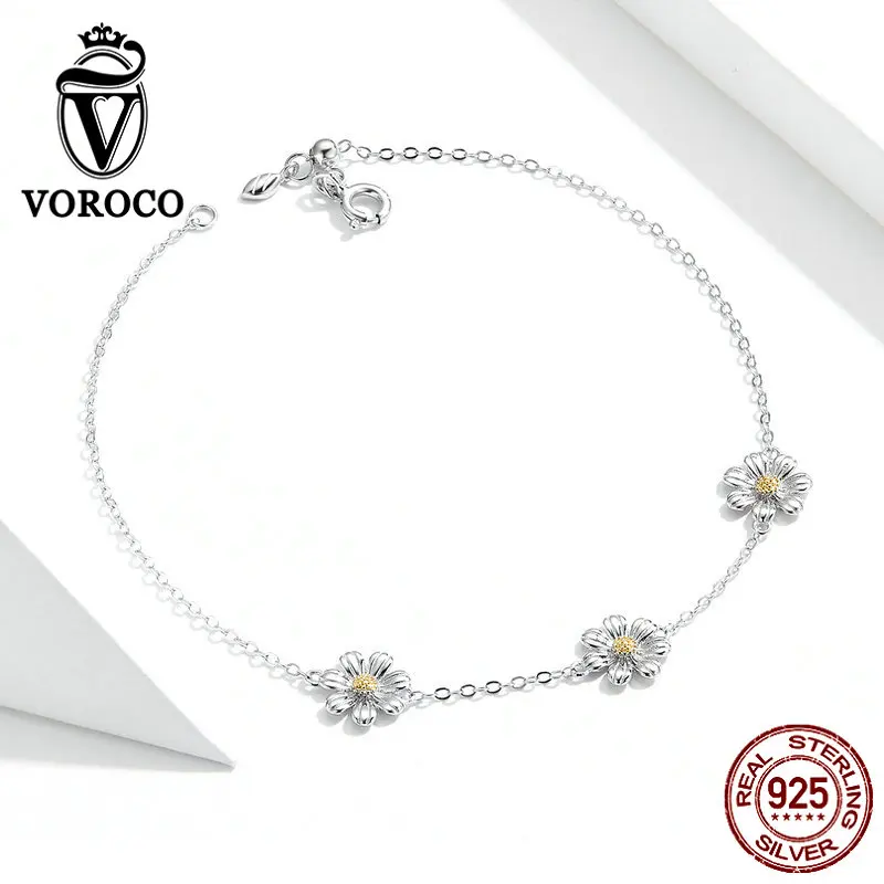 Женский браслет из серебра 925 пробы с желтыми цветами|Гибкие и жесткие браслеты| |