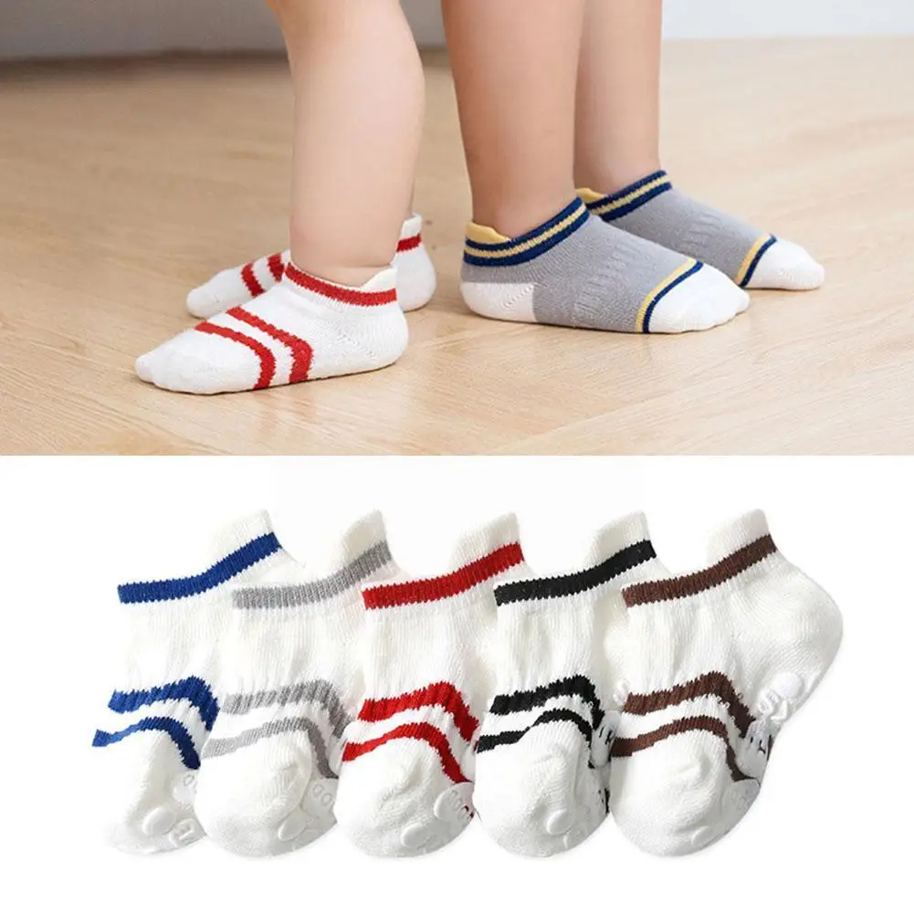 

5 парт/лот Нескользящие Детские носки до щиколотки с резиновыми вставками хлопковые детские низкие носки для мальчиков и девочек напольные ...