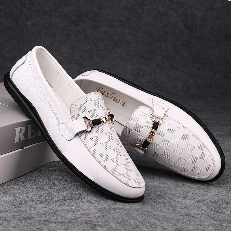 

Мужские мокасины из натуральной кожи, темно-синие повседневные туфли без застежки, классические туфли на плоской подошве, топ-сайдеры, 2021