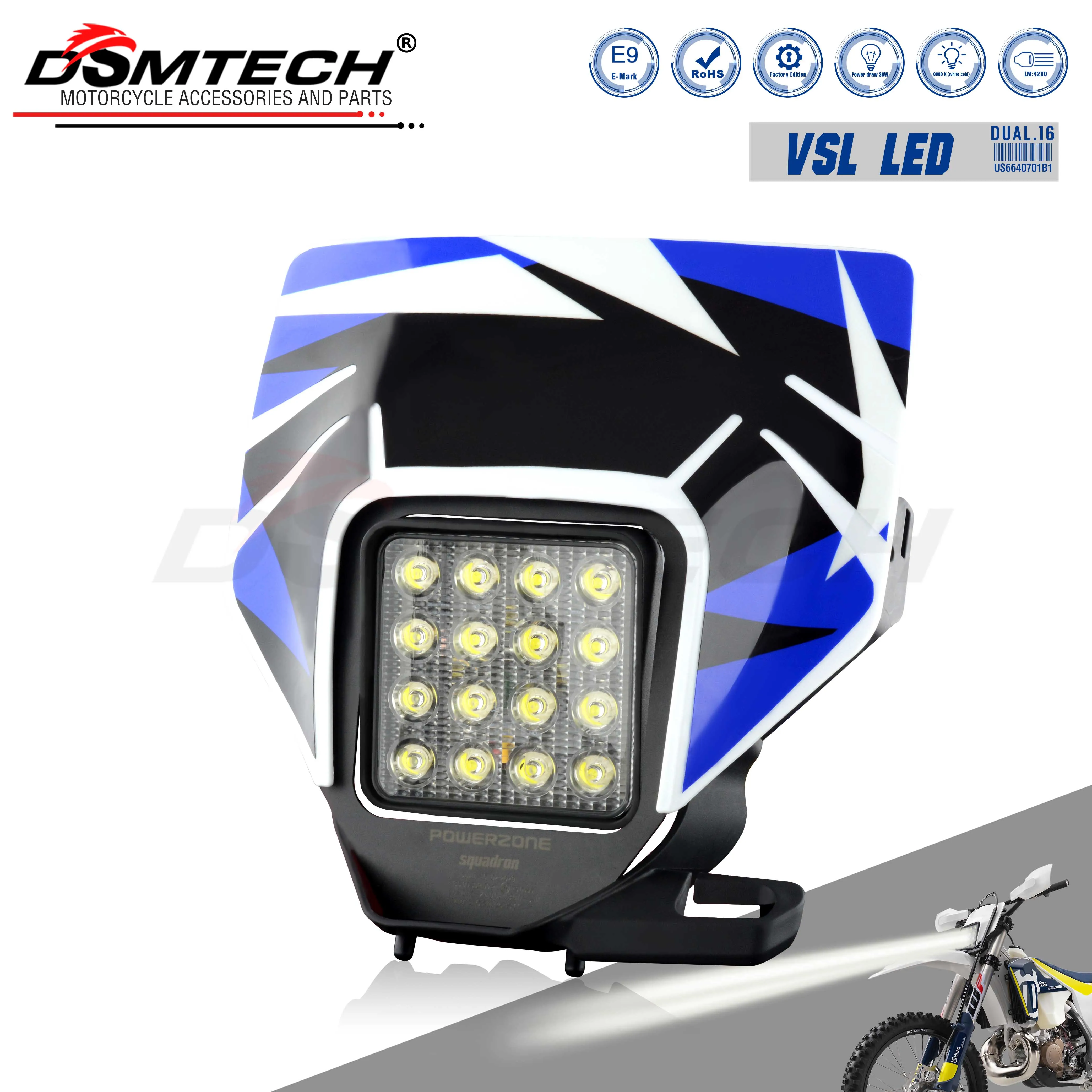 

DSMTECH Motorcycle LED Headlight Headlamp Head Light Supermoto Fairing For Husqvarna Husky TE TE Enduro VSL LED Headlight